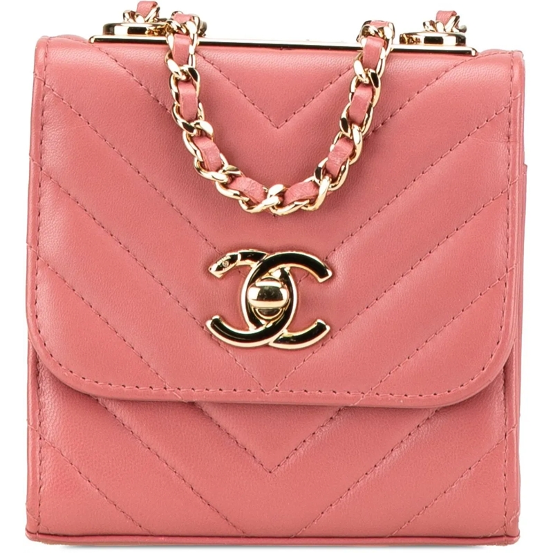 Chanel Minitasche Mini Chevron Lambskin Trendy CC Chain Wallet rose