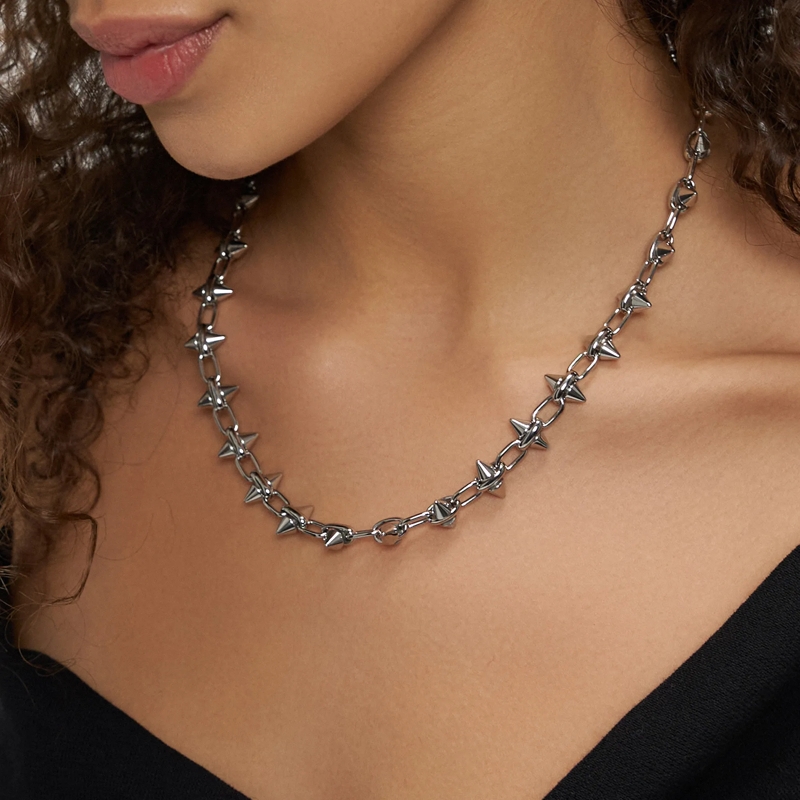 Liebeskind Berlin Mittellange Halskette Edelstahl Spikes silber(Image 2)