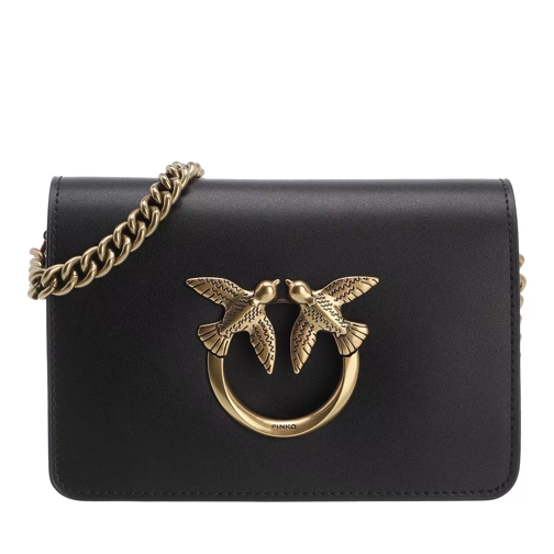 Pinko Love Click Mini Simply Cl Nero Antique Gold Crossbody Bag
