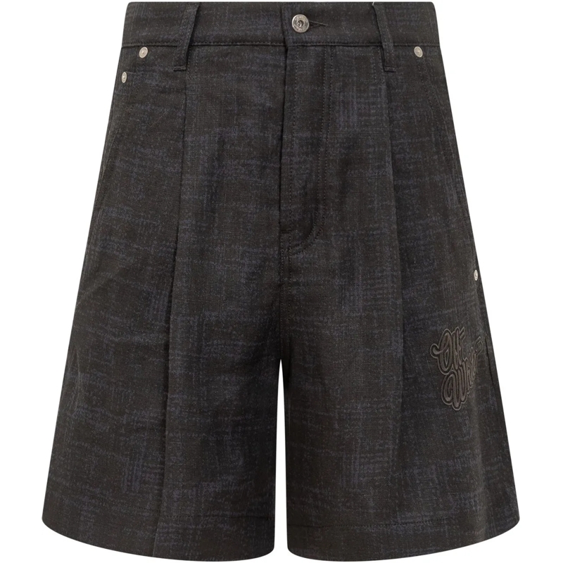 Off-White Shorts Shots in Lino con Logo dunkelgrau