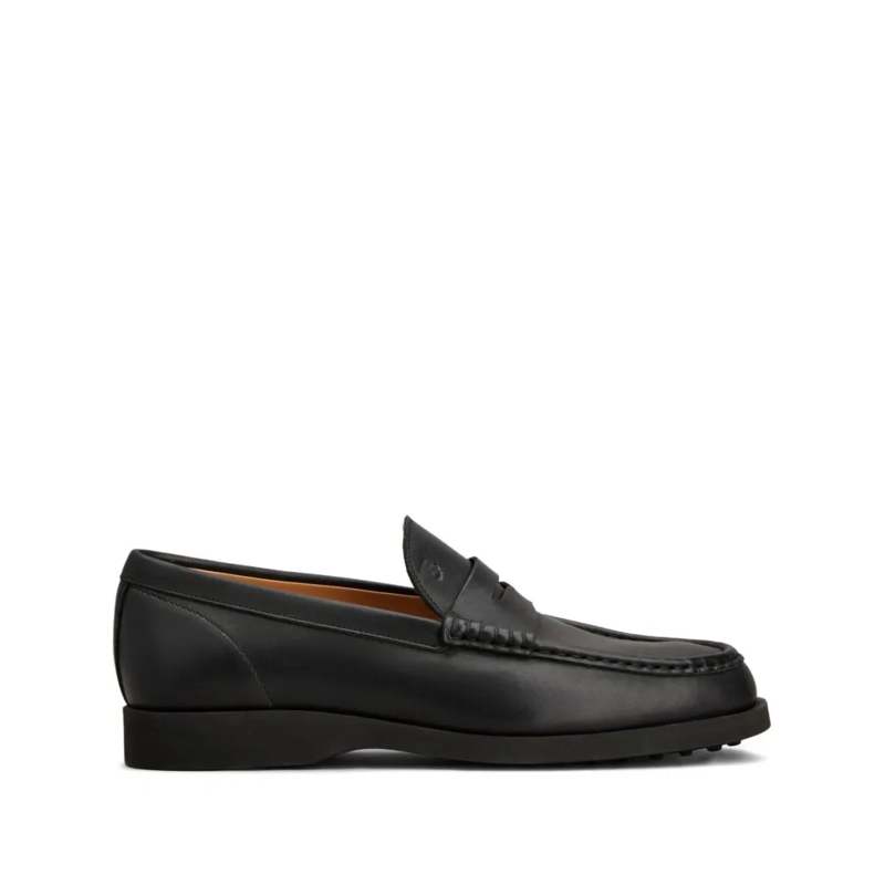 Tod's Mocassin Penny Strap Black Leather Loafers With Subtle Stit Black