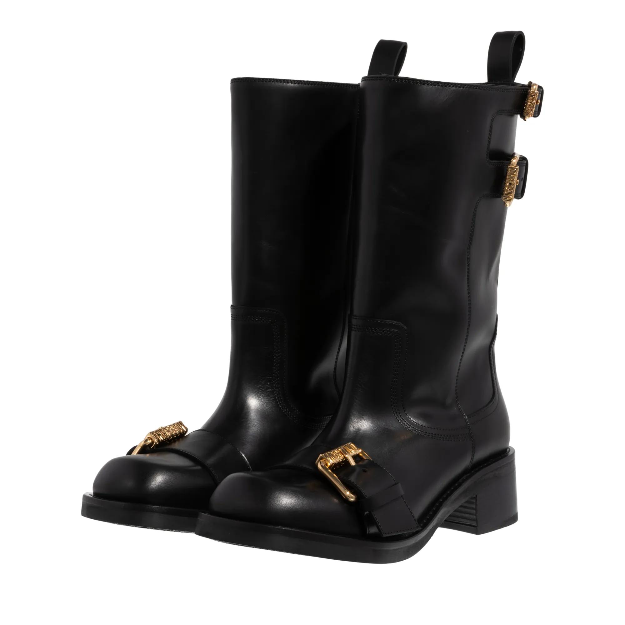 Moschino Boots & Stiefeletten - Logo Multistrap - Gr. 38 (EU) - in Schwarz - für Damen