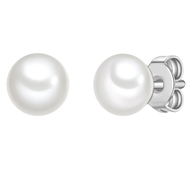 Glanzstücke München Ohrstecker Sterling Silber Perlen-Ohrstecker Süßwasser-Zuchtp weiss