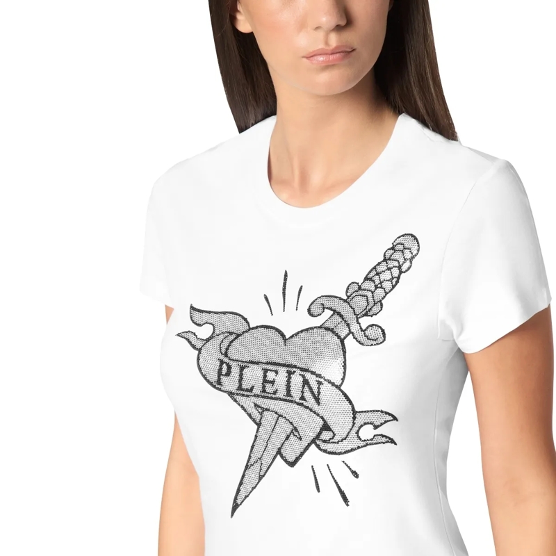 Philipp Plein T-Shirt T-Shirt Slim Fit Love Mit Schmucksteinen weiss(Image 3)