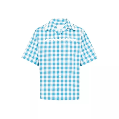 Prada Checked Cotton Shirt Blue 