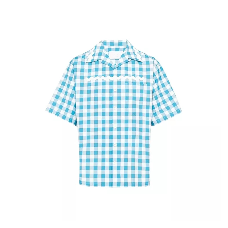 Prada  Checked Cotton Shirt Blue