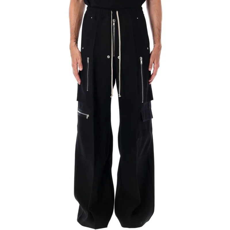 Rick Owens Pantalon Cargobelas Wool Drill Pants Black
