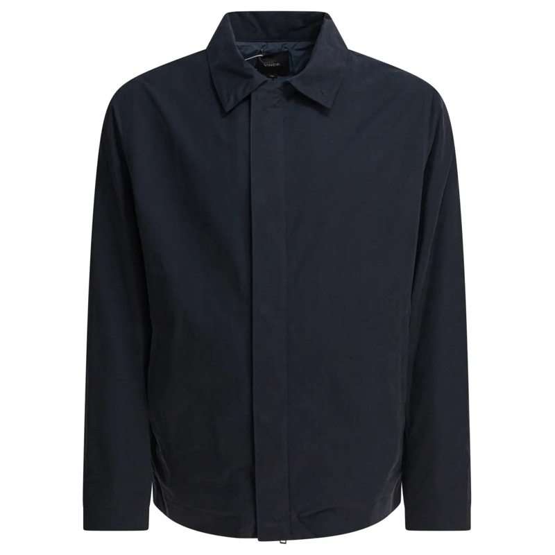 Vince  Convertible Collar Cotton Blend Jacket Blue