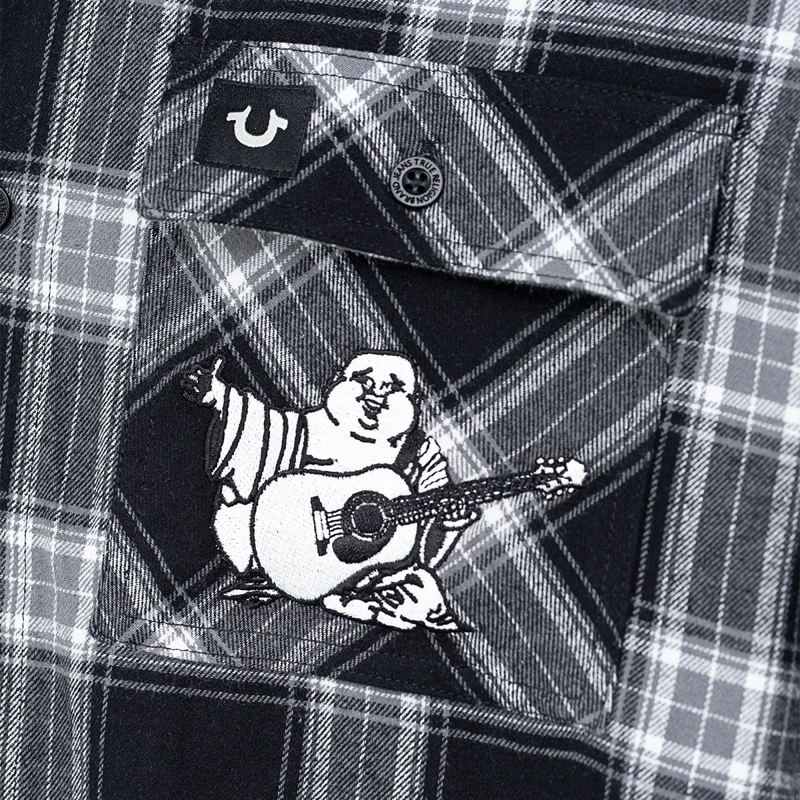 True Religion Hemd - Langarm- Flannellhemd- Knopfleiste- Karomuste bunt(Image 5)