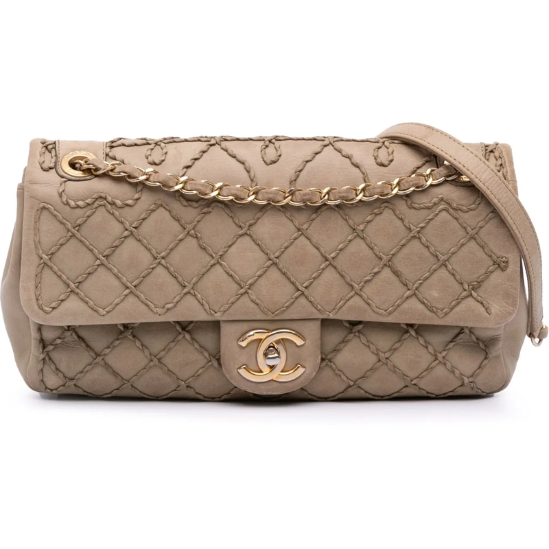 Chanel Sac à bandoulière Calfskin Stitched Motif Flap braun