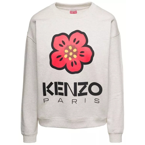 Kenzo Grey Crewneck Sweatshirt With Boke Flower Logo Pri Grey 