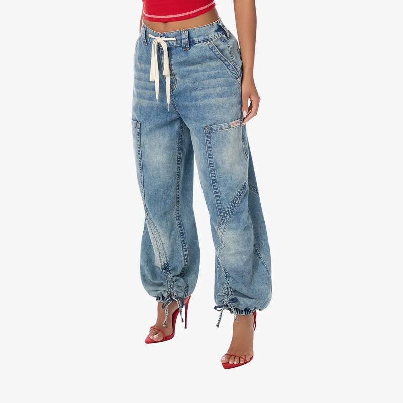 True Religion Jeans - Baggy Jogger- Denim-Optik- Weite Silhouette-  blau(Image 3)