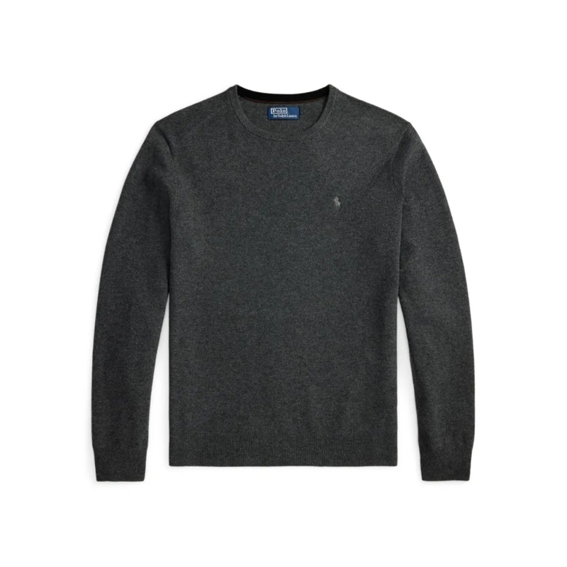 Polo Ralph Lauren Pullover Tailored Gray Wool Crew Neck Sweater Black