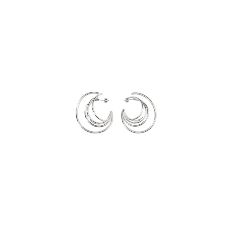 Panconesi Oorknopjes "Triptych" Earrings In Silver-Plated Brass, Circul Silver