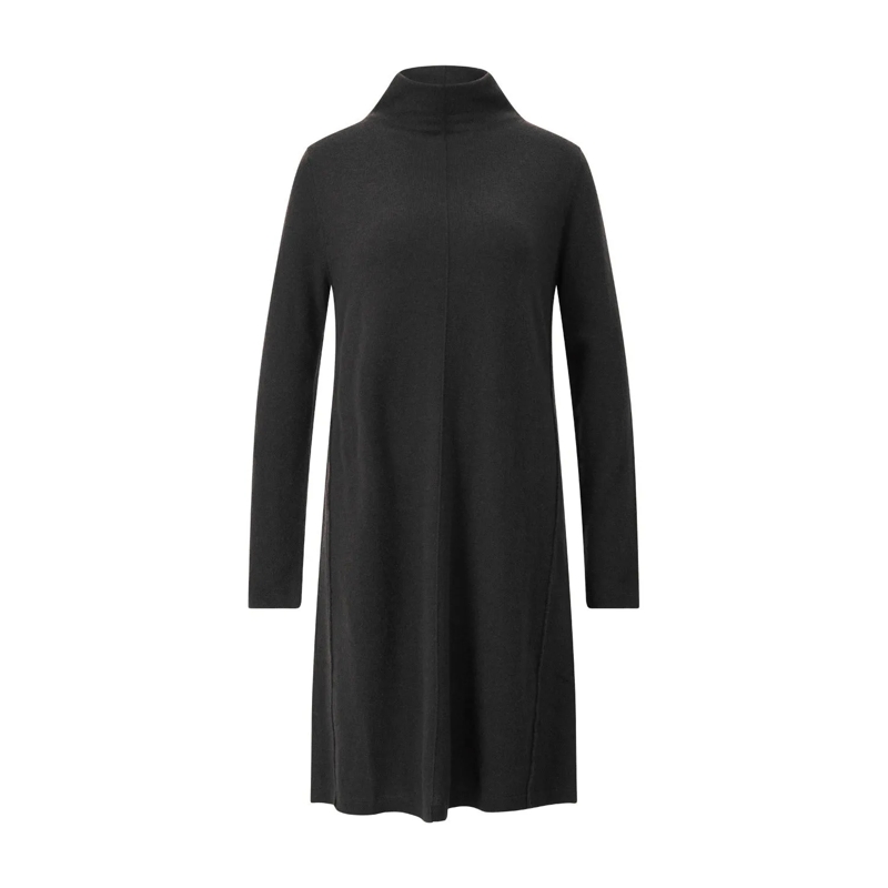 Allude  Midikleid mit Stehkragen Schwarz