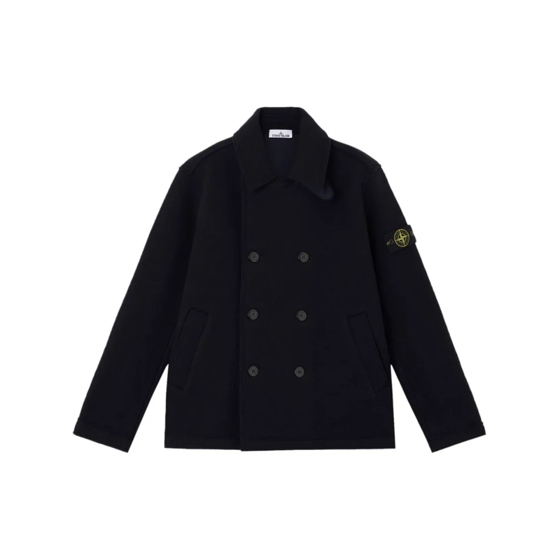Stone Island  Double-Breasted Wool Jacket Black