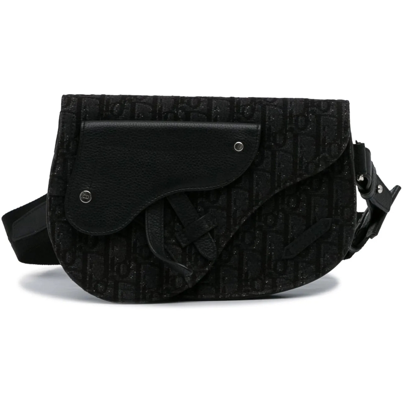 Christian Dior Schultertasche Oblique Canvas Saddle Messenger Bag schwarz