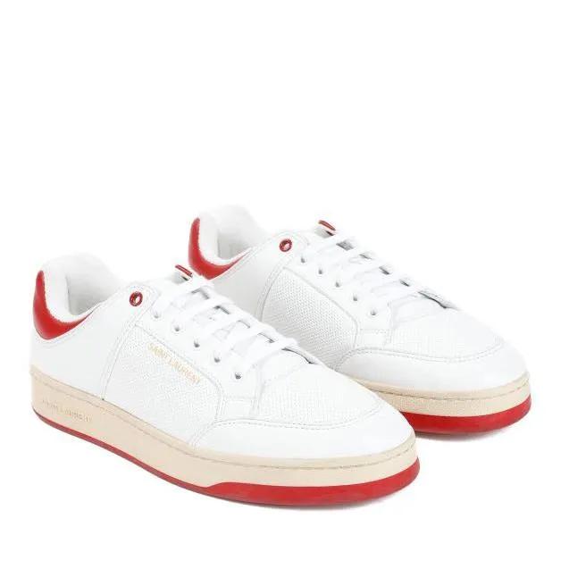 Saint Laurent Low-Top Sneaker - Sl61 White Red Calf Leather Sneakers - Gr. 43 (EU) - in Weiß - für Damen