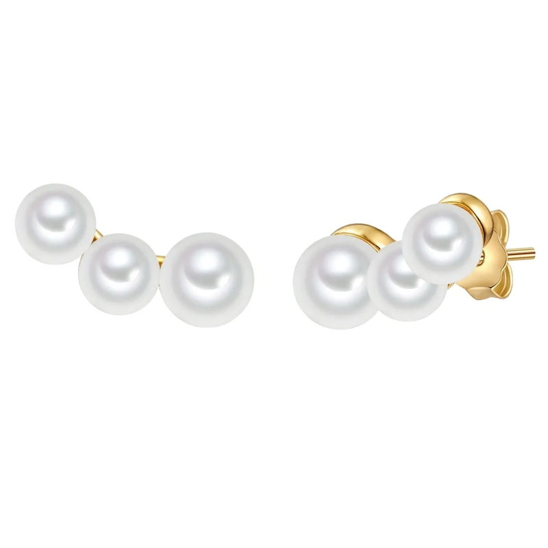 Valero Pearls Ohrstecker Sterling Silber Perlen-Ohrstecker Süßwasser-Zuchtp gold