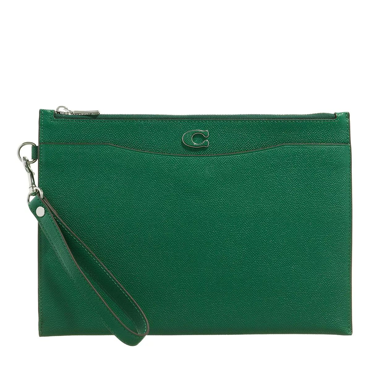 Coach Handyhüllen - Pouch Wristlet In Crossgrain Leather - Gr. unisize - in Grün - für Damen