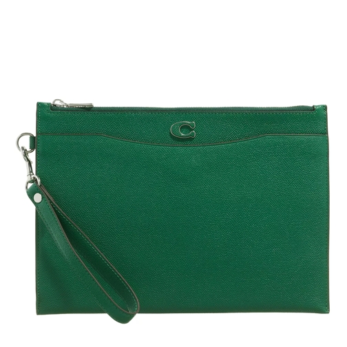 Coach Pouch Wristlet In Crossgrain Leather Green Tablethoes