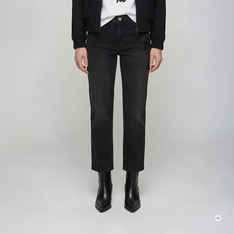 Marc Aurel Ausgestellte Jeans Boyfriend Jeans mit Kordelstickerei schwarz(Image 3)