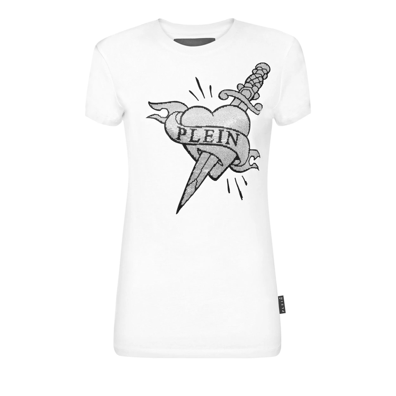 Philipp Plein T-Shirt T-Shirt Slim Fit Love Mit Schmucksteinen weiss