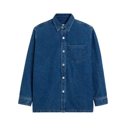 AMI Paris Overshirt aus Denim mit Logo 480 USED BLUE Camicie