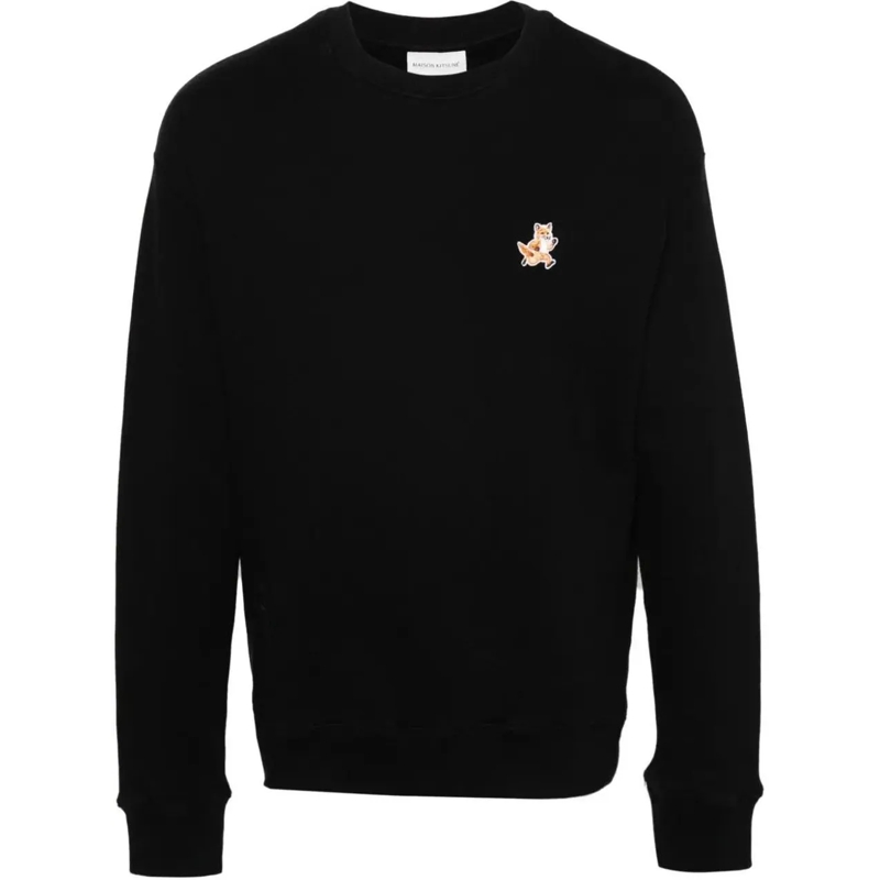 Maison Kitsune Sweatshirt speedy fox patch comfort sweatshirt black schwarz