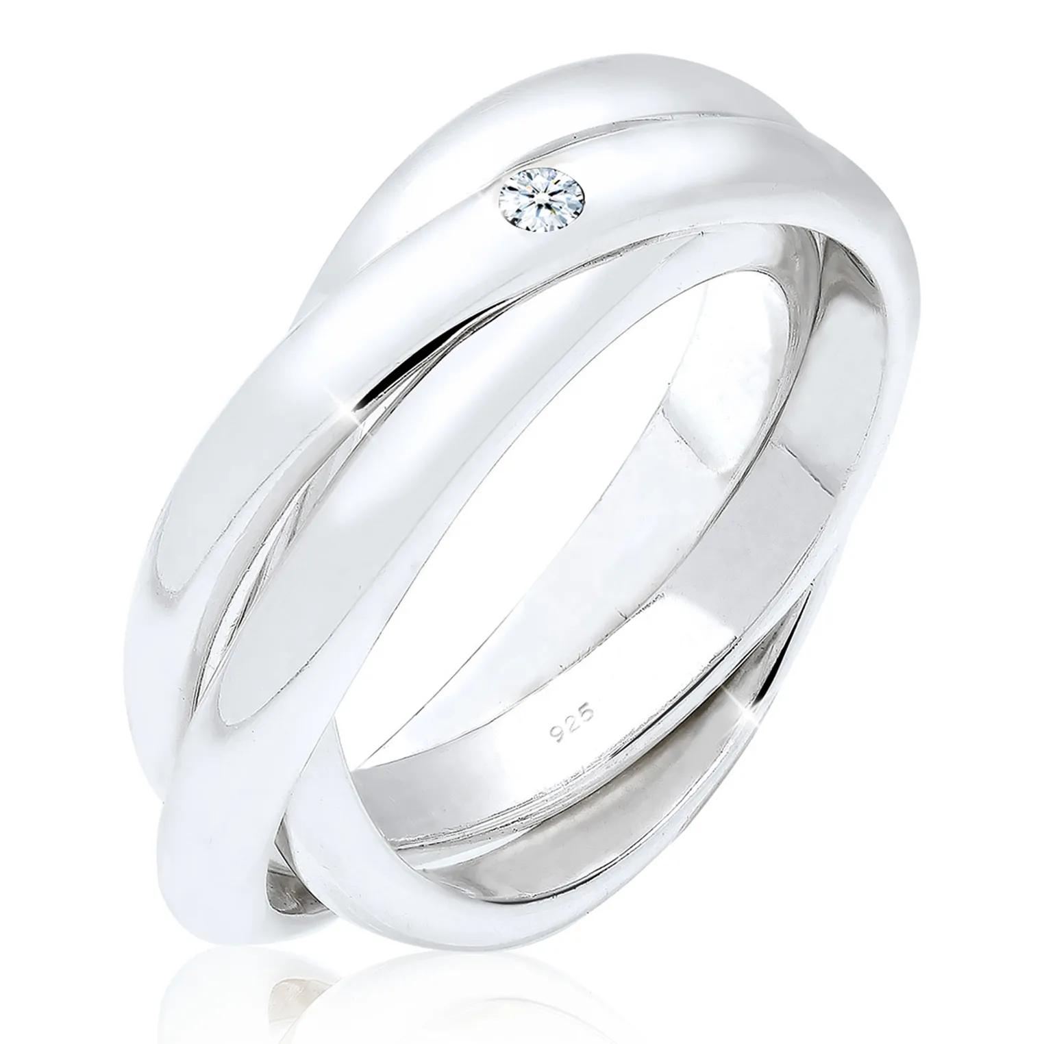 Elli Ringe - Ring Verlobungsring Diamant 0.03 ct. 925 Silber - Gr. 52 MM - in Weiß - für Damen