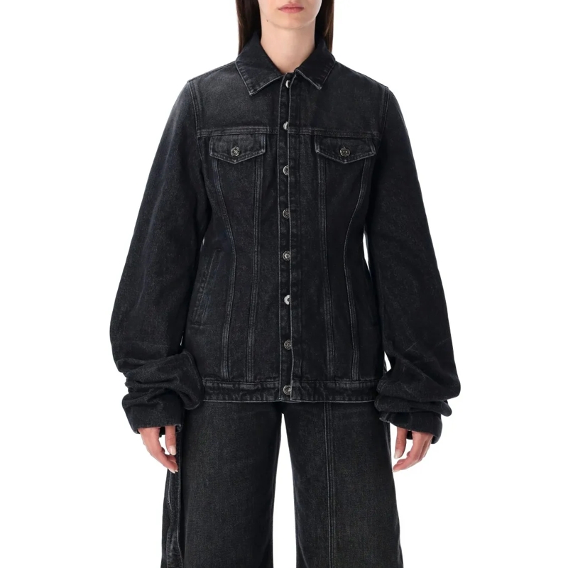 Jean Paul Gaultier Jeansjacke Black Oversized-Sleeve Denim Jacket Black