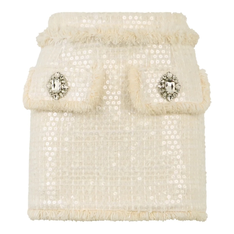 Philipp Plein Minirock Tweed Mini Skirt Paillettes weiss