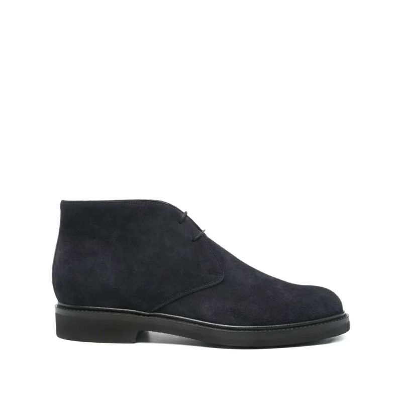 Ortigni Chaussures à lacets Blue Suede Low Lace-Up Shoes Black