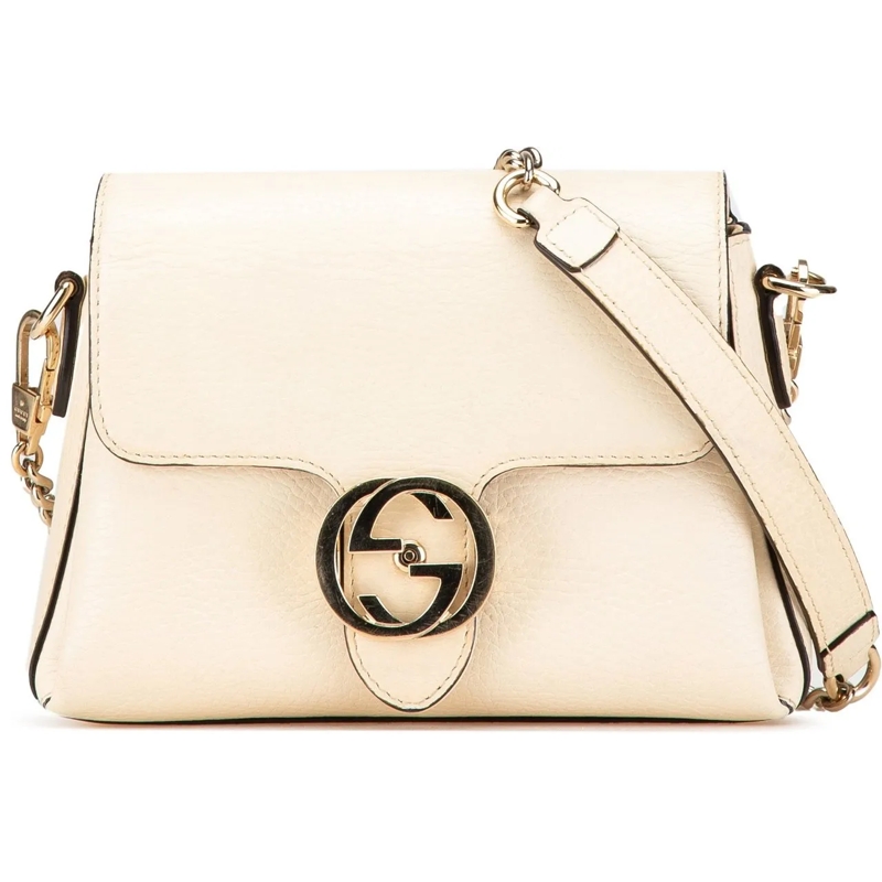 Gucci Schultertasche 2016-2024 Small Dollar Calfskin Interlocking G Cro weiß