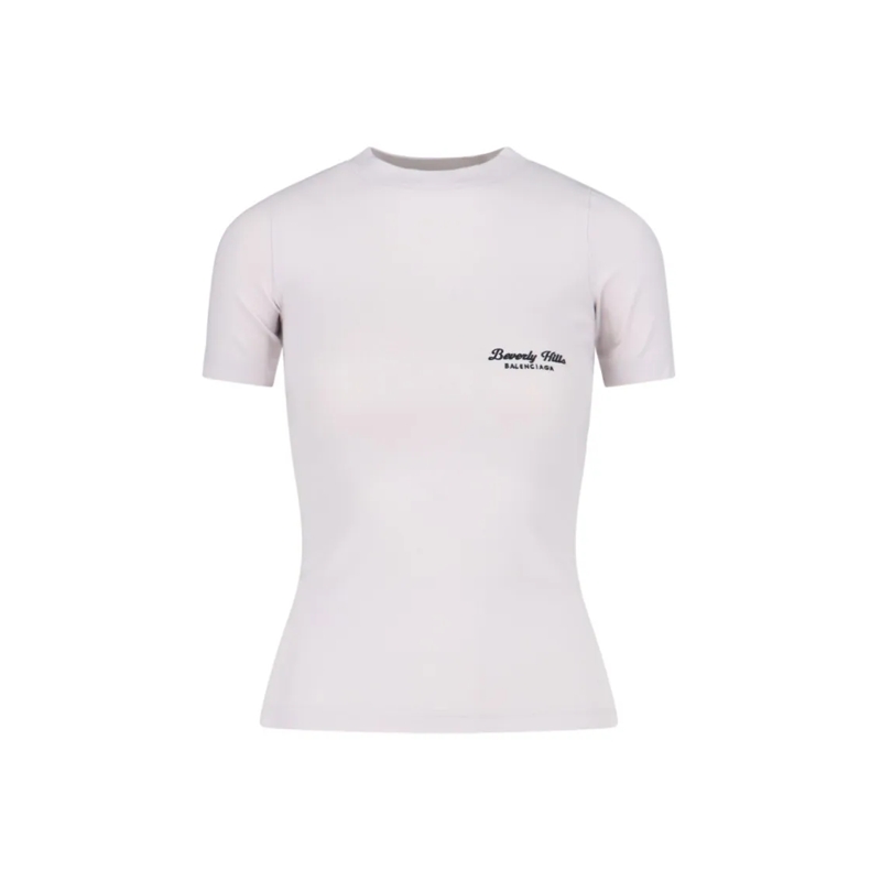 Balenciaga T-Shirt "Beverly Hills" Stretch Jersey T-Shirt – White White