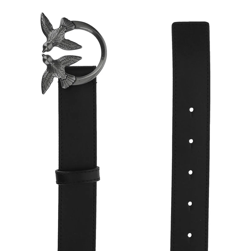 Pinko Ledergürtel Love Berry H3 Belt Nero-Old Silver(Image 2)