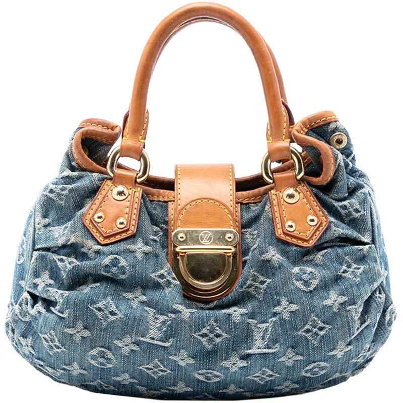 Louis Vuitton Tote Monogram Denim Pleaty blau