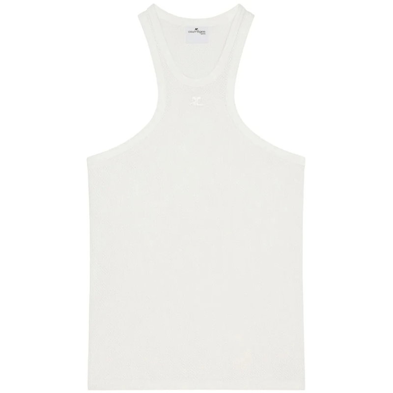 Courrèges T-shirt Racerback T-Shirt With Embroidered Logo In White White