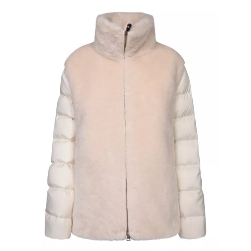 Moncler Down Jacket With Synthetic Fur Inserts White 