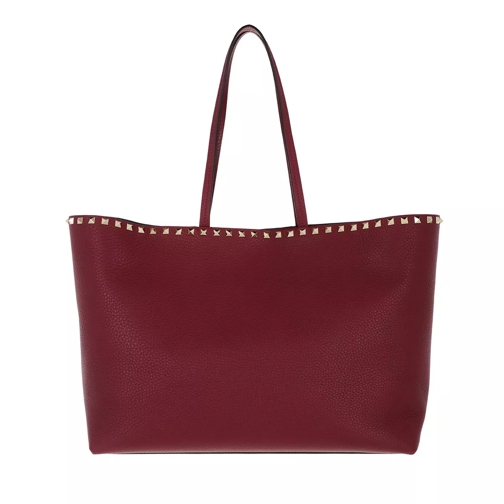 Valentino Garavani Rockstud Studded Shopping Bag Leather Burgundy Shopping Bag