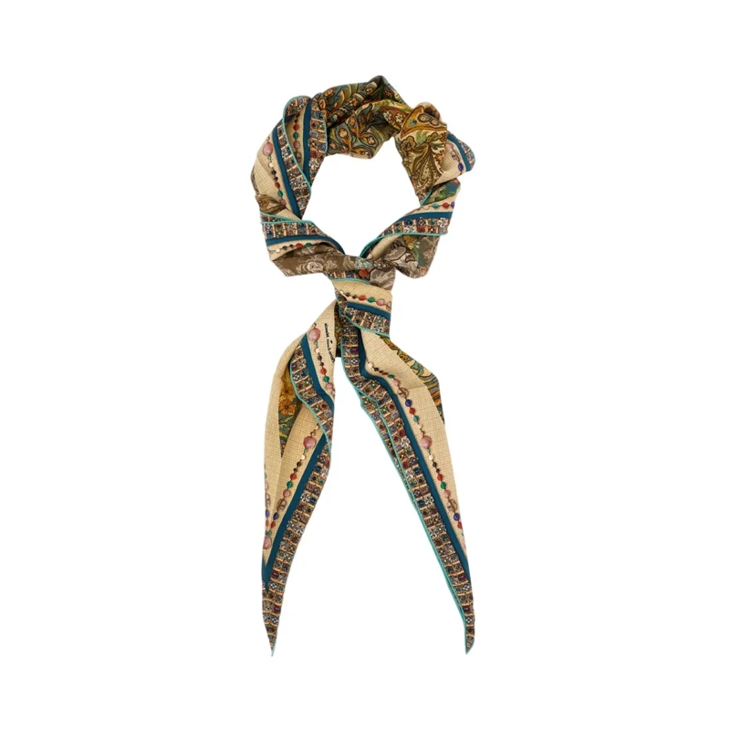 Pierre-Louis Mascia Écharpe légère Diamond-Shaped Silk Scarf With Printed Design Multicolor