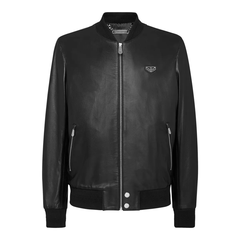 Philipp Plein Lederjacke Leder-Bomber Iconic Plein schwarz