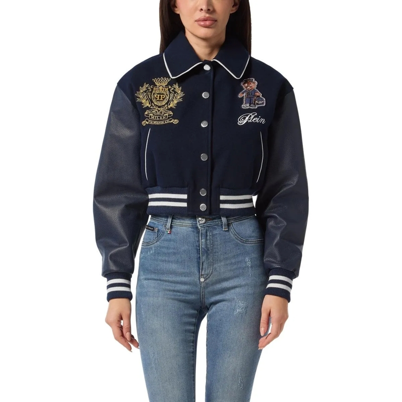 Philipp Plein Bomberjacke Leder-Bomber Teddy schwarz(Image 3)