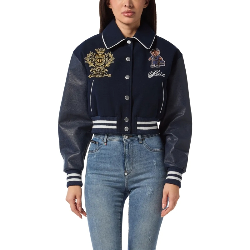 Philipp Plein Daunenjacke Leder-Bomber Teddy schwarz(Image 3)