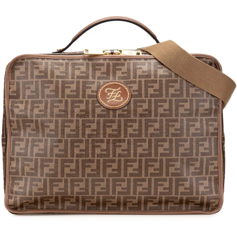 Fendi Weekender Zucca Coated Canvas Karligraphy Travel Bag braun