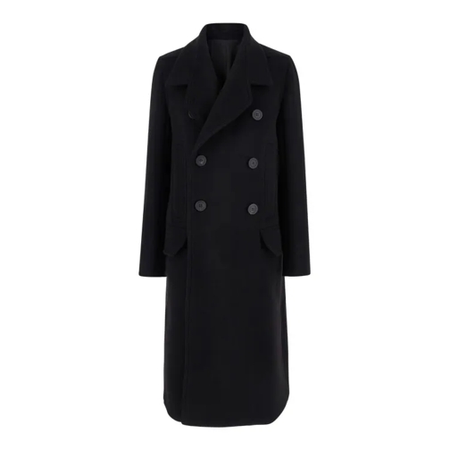 Rick Owens Black Double-Breasted Long Coat With Wide Revers I Black 