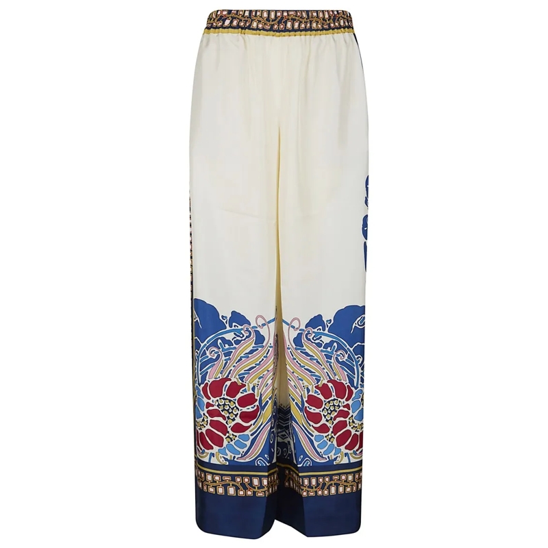 LaDoubleJ  Wide-Leg Silk Trousers With Ornamental Detailing White