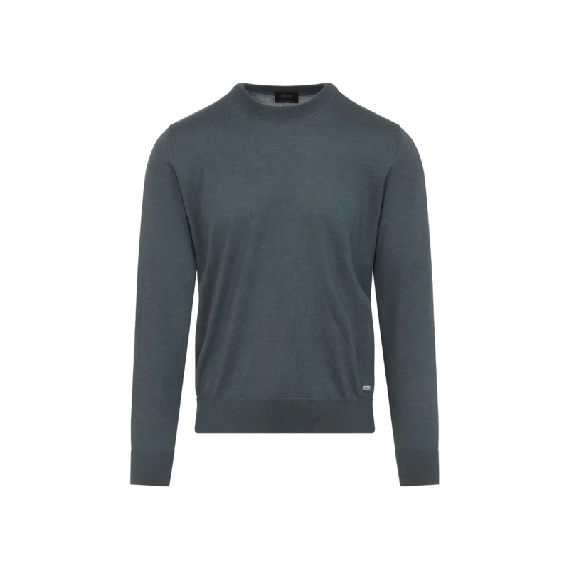 Brioni Pullover Cashmere-Silk Fitted Sweater Blue