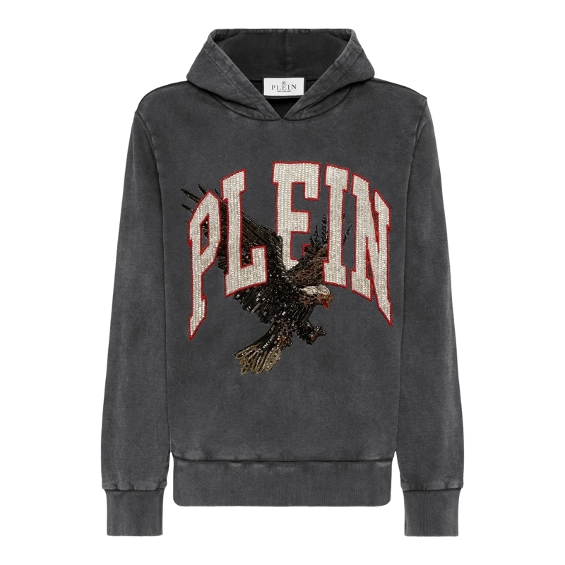 Philipp Plein Top Kapuzen-Sweatshirt Eagle schwarz