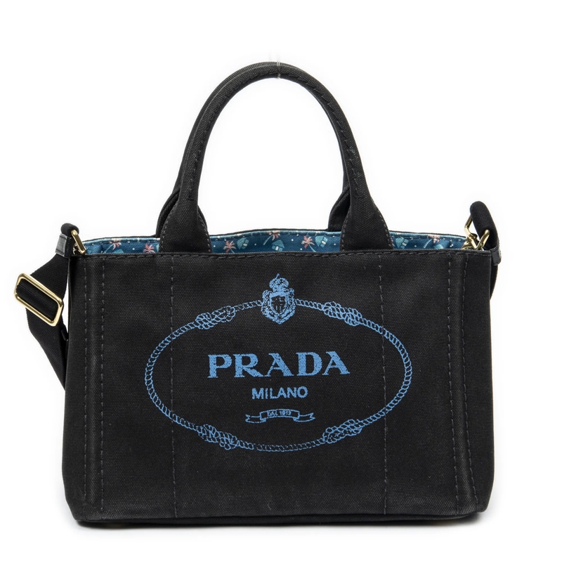 Prada Crossbody Bag Small Canapa Tote schwarz